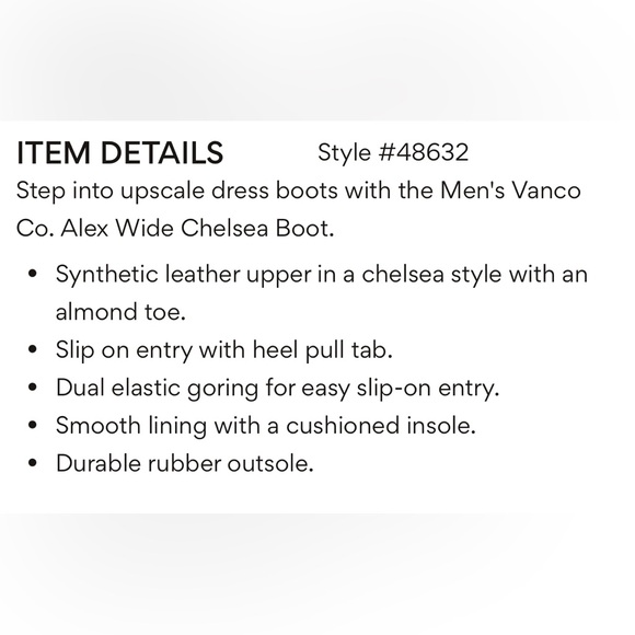 Vance Co Men’s Wide Chelsea Boots-10 Wide - Picture 8 of 8